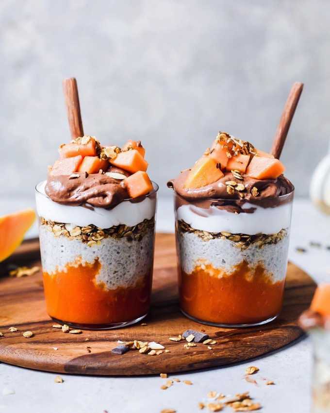 Oats Papaya Choco Pudding