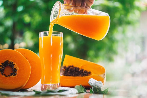 Papaya Grapes and Orange Juice