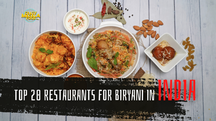 top 20 restaurants for biryani in india