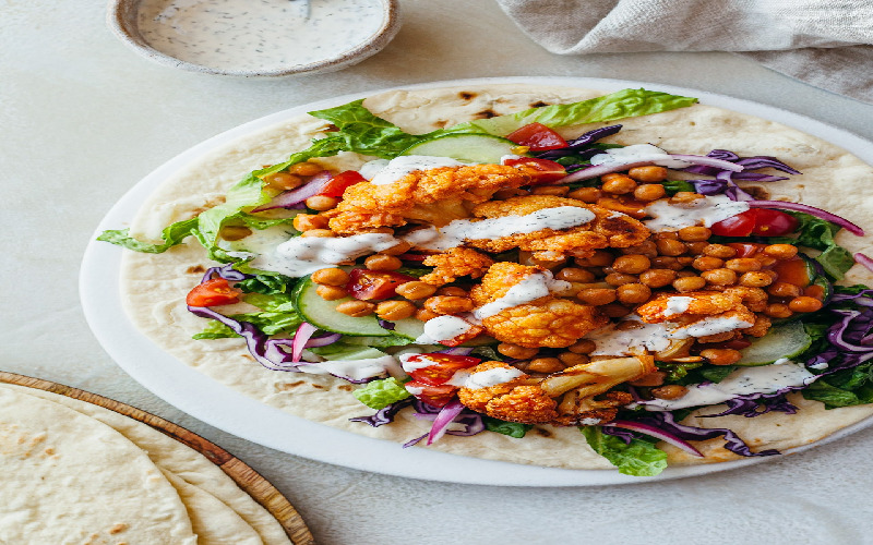 cauliflower-buffalo-chickpea-wraps