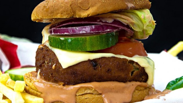 Aloo Tikki Classic Burger At Midpoint Cafe