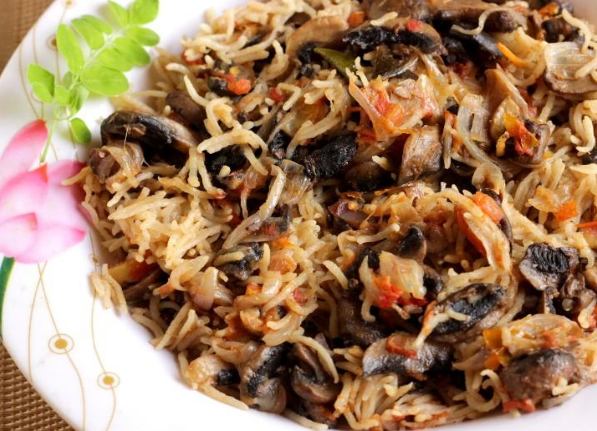 Baby-corn-and-Mushroom-Biryani