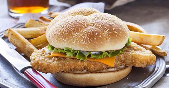 Fish Fillet Burger At Hot Millions Salad Bar & Restaurant